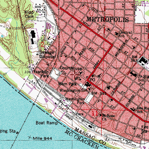 Topographic Map of Franklin Park, IL