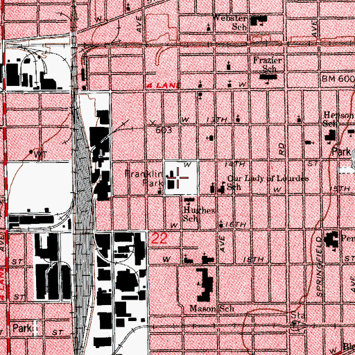 Topographic Map of Franklin Park, IL