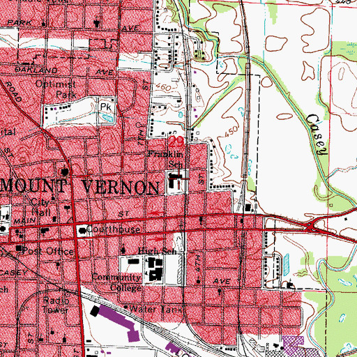 Topographic Map of Franklin Elementary School, IL