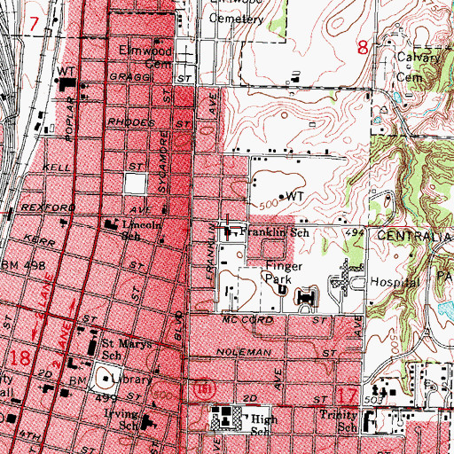 Topographic Map of Franklin School, IL