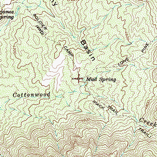 Topographic Map of Mud Spring, AZ