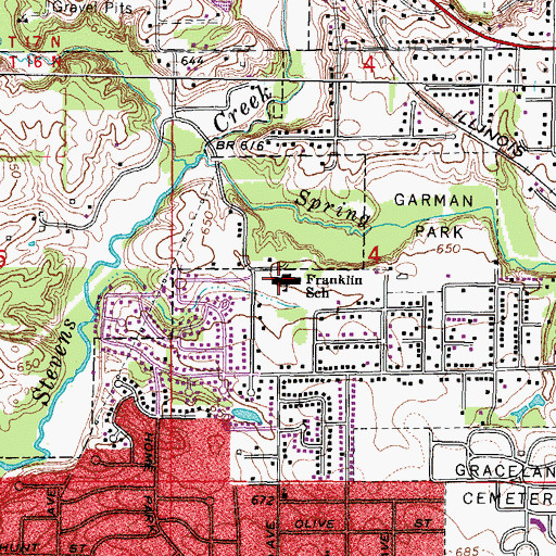 Topographic Map of Benjamin Franklin Elementary School, IL