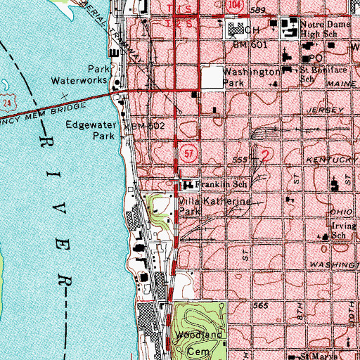 Topographic Map of Franklin School, IL