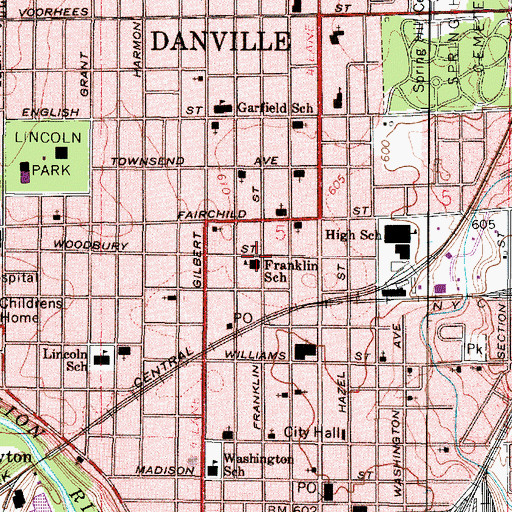 Topographic Map of Franklin School, IL