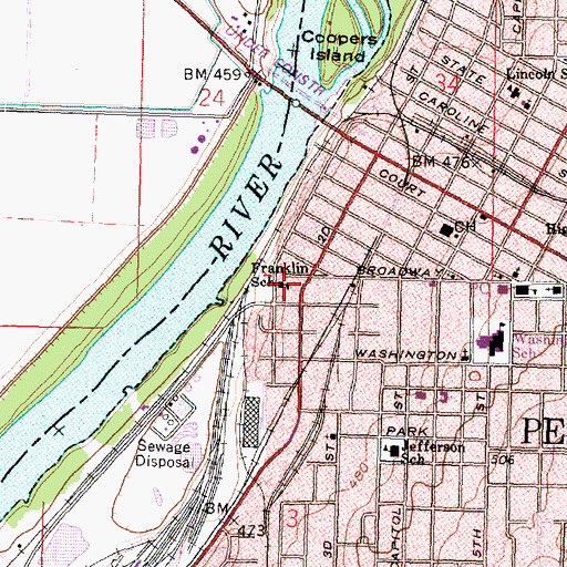 Topographic Map of Franklin School, IL