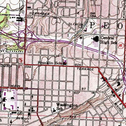 Topographic Map of Franklin Primary School, IL