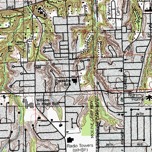 Topographic Map of Benjamin Franklin Elementary School, IL