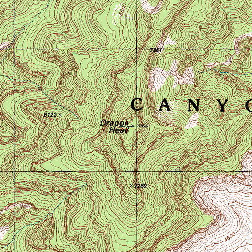Topographic Map of Dragon Head, AZ