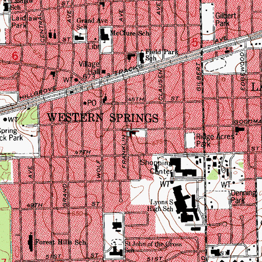 Topographic Map of Franklin School (historical), IL