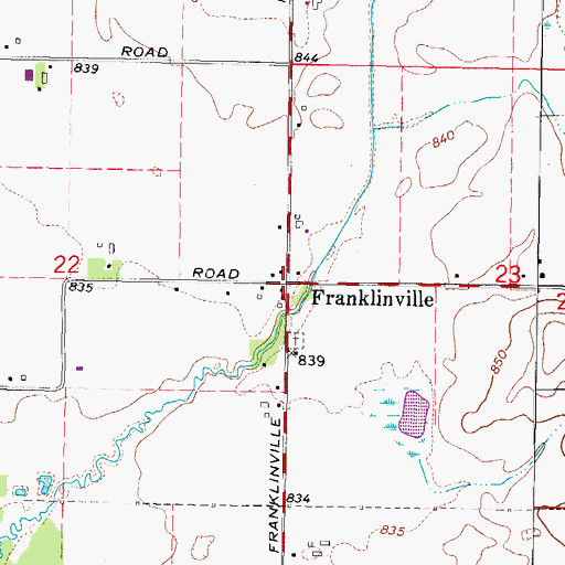 Topographic Map of Franklinville, IL