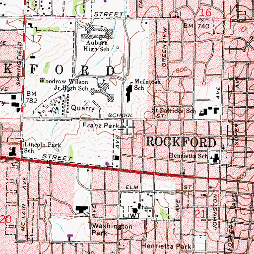 Topographic Map of Franz Park, IL