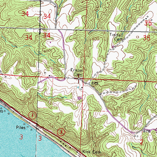 Topographic Map of Frazer Cemetery, IL