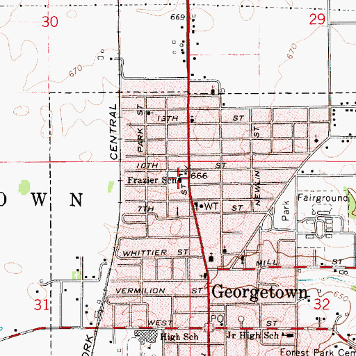 Topographic Map of Frazier Elementary School, IL