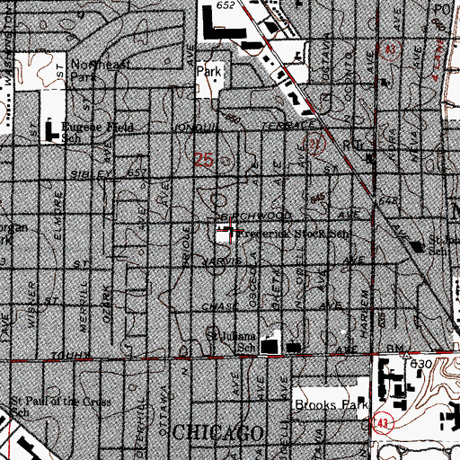 Topographic Map of Stock Elementary School, IL