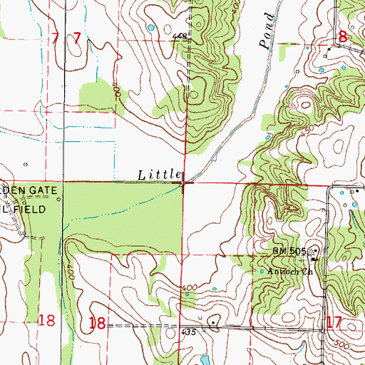 Topographic Map of Freds Creek, IL