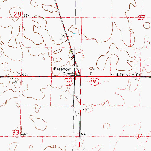 Topographic Map of Freedom Lutheran Cemetery, IL
