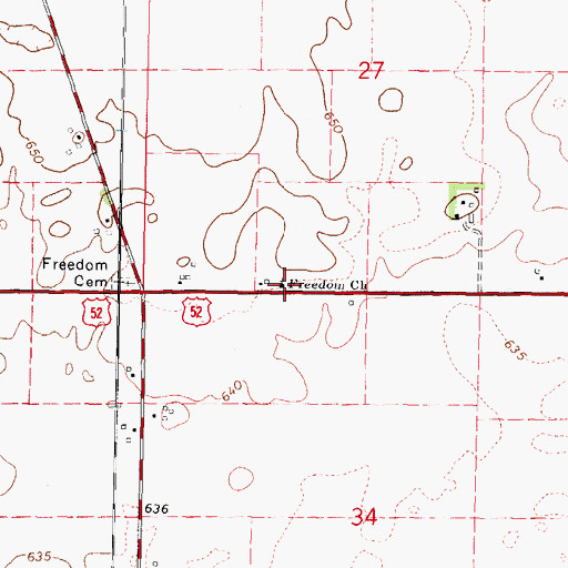 Topographic Map of Freedom Church, IL
