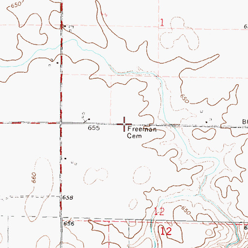 Topographic Map of Freeman Cemetery, IL