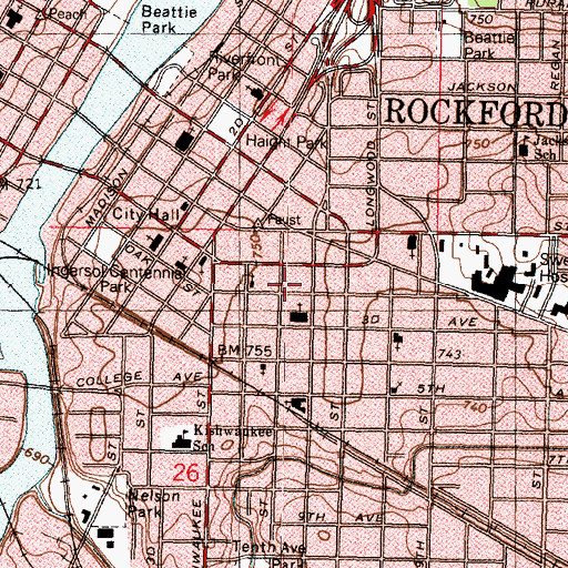 Topographic Map of Freeman School, IL