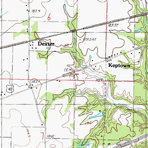 Topographic Map of Fremington Cemetery, IL