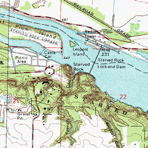 Topographic Map of French Canyon, IL