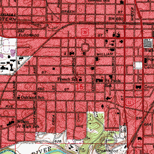 Topographic Map of Mary W French Academy, IL