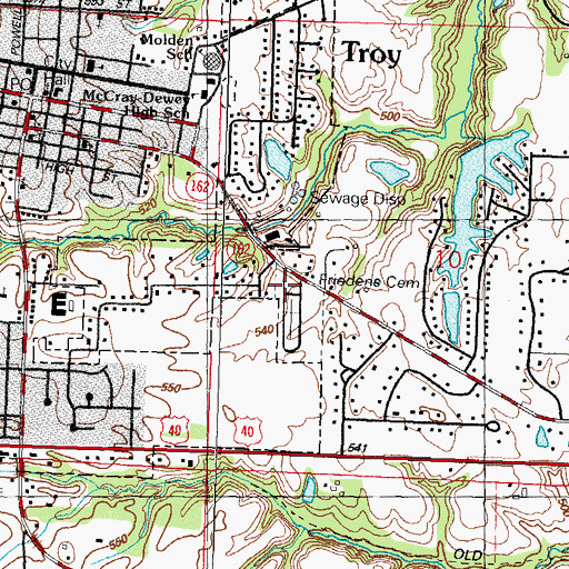 Topographic Map of Friedens United Church of Christ Cemetery, IL