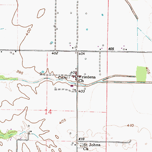 Topographic Map of Friedens Church, IL