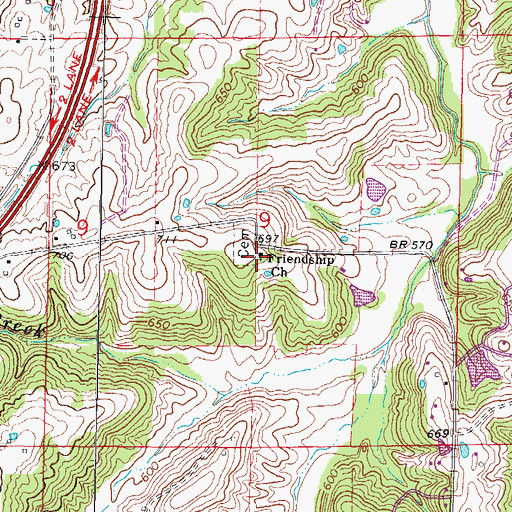 Topographic Map of Friendship Church, IL