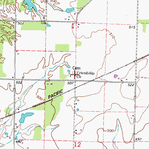 Topographic Map of Friendship Church, IL
