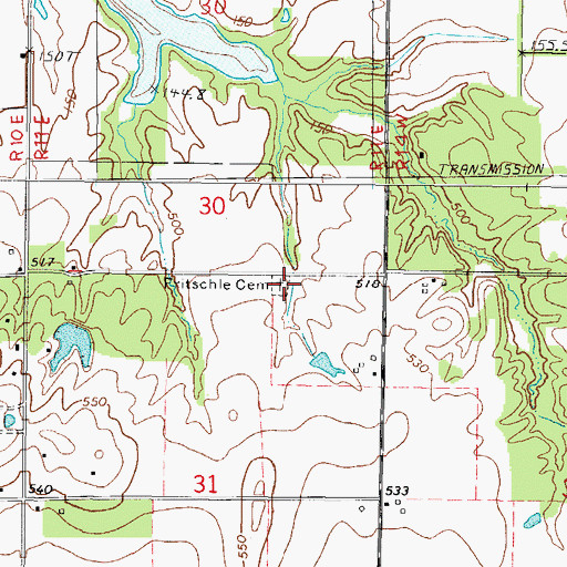 Topographic Map of Fritschle Cemetery, IL
