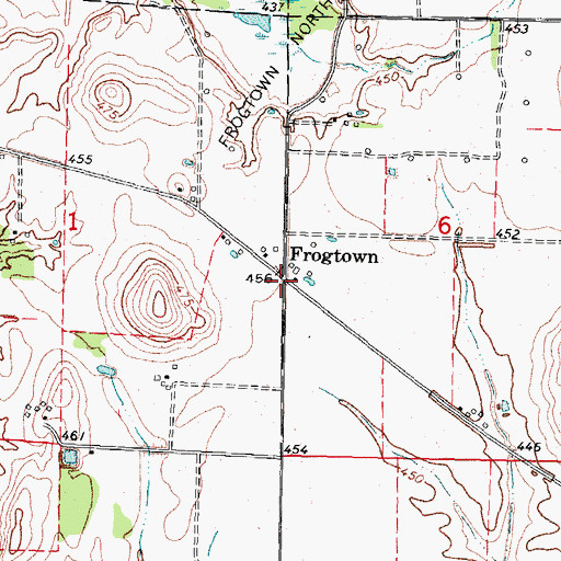 Topographic Map of Frogtown, IL