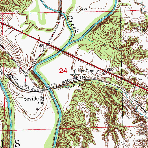 Topographic Map of Fuller Cemetery, IL