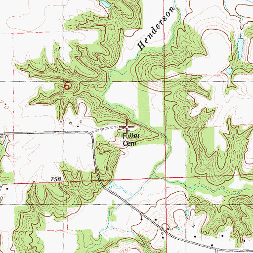 Topographic Map of Fuller Cemetery, IL