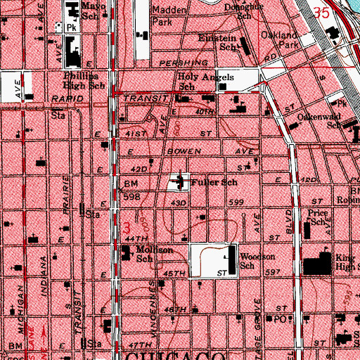 Topographic Map of Fuller Elementary School, IL