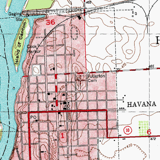 Topographic Map of Fullerton Cemetery, IL