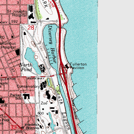Topographic Map of Fullerton Pavilion, IL