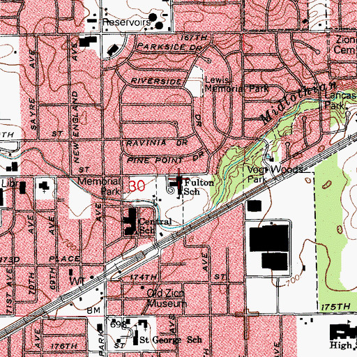 Topographic Map of Bert H Fulton Elementary School, IL