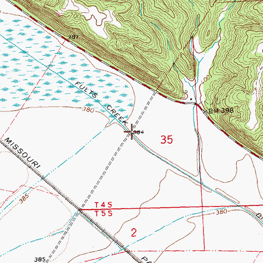 Topographic Map of Fults Creek Ditch, IL