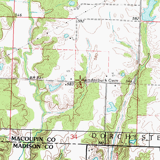 Topographic Map of Funderbunk Cemetery, IL