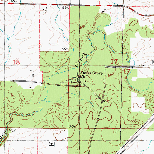 Topographic Map of Funks Grove Church, IL