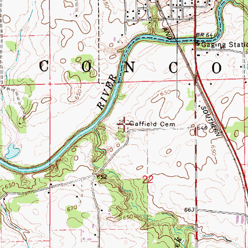 Topographic Map of Gaffield Cemetery, IL