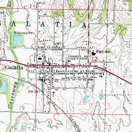 Topographic Map of Galatia, IL