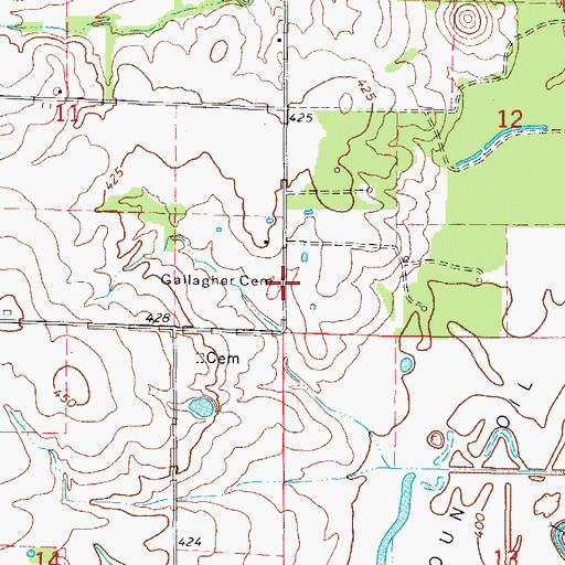 Topographic Map of Gallagher Cemetery, IL