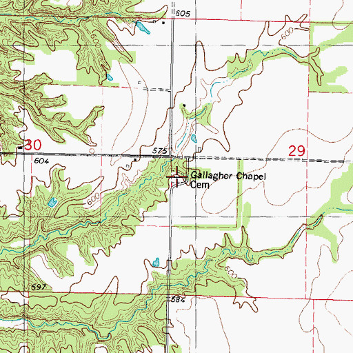 Topographic Map of Gallagher Chapel Cemetery, IL
