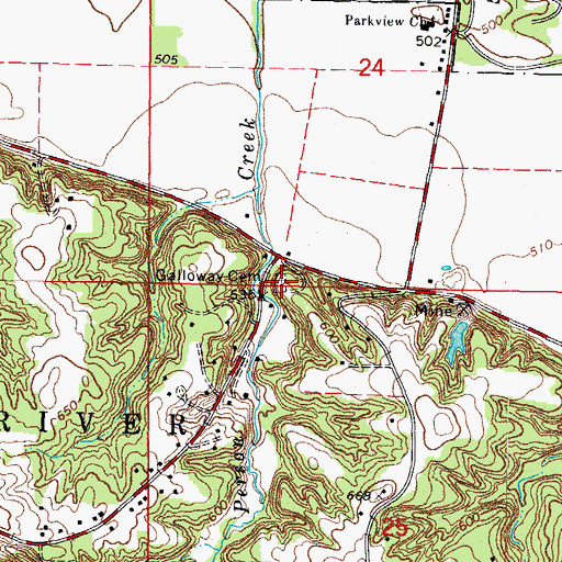 Topographic Map of Galloway Cemetery, IL