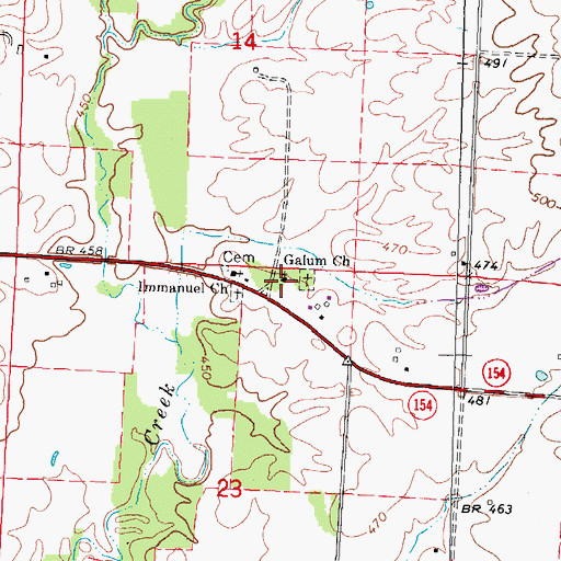 Topographic Map of Galum Church, IL