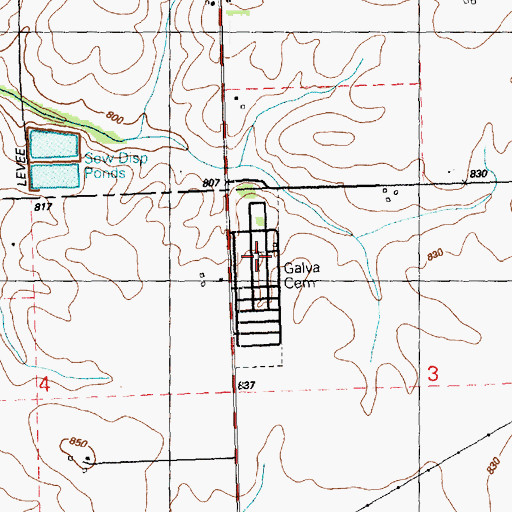 Topographic Map of Galva Cemetery, IL