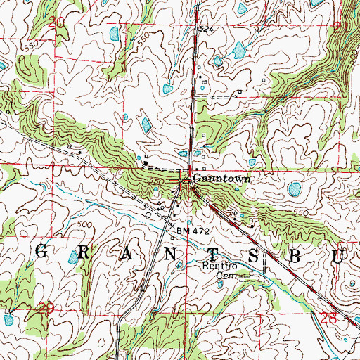 Topographic Map of Ganntown, IL