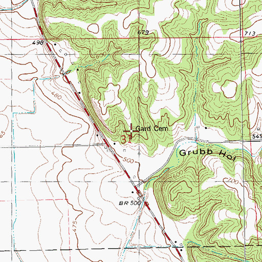 Topographic Map of Gard Cemetery, IL